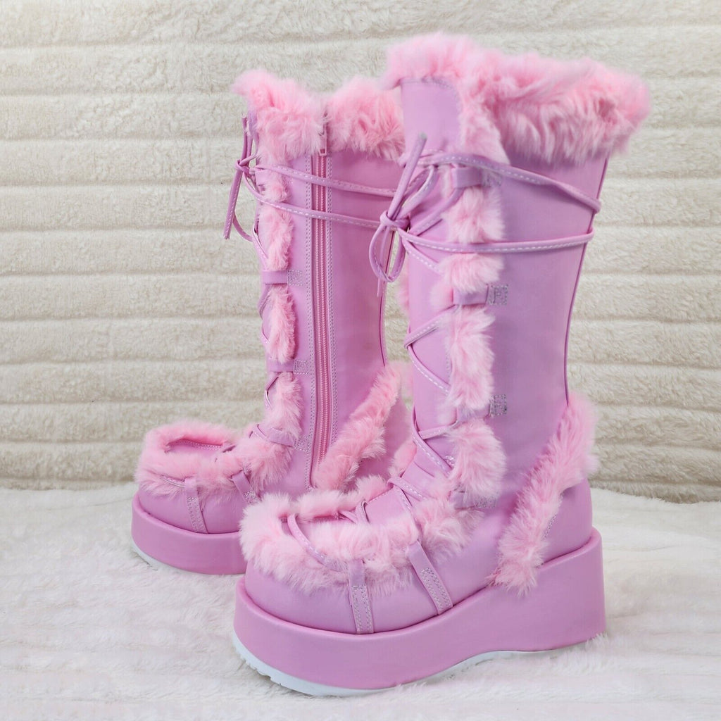 311 Cub Stomper Baby Pink Mammoth Platform Goth Punk Knee Boots NY Restock - Totally Wicked Footwear