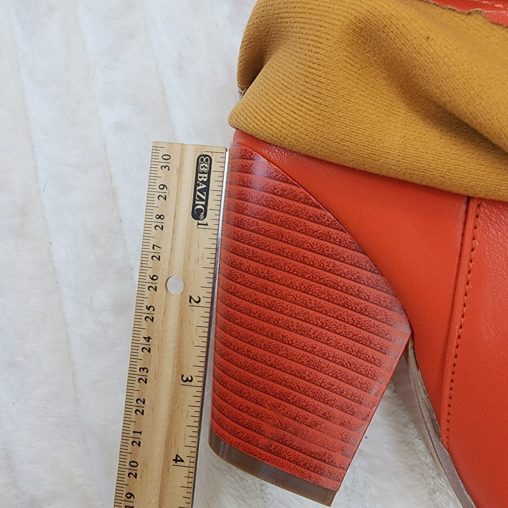 Humbled Orange Skirted Fold Over Western Cowgirl Boots - Totally Wicked Footwear