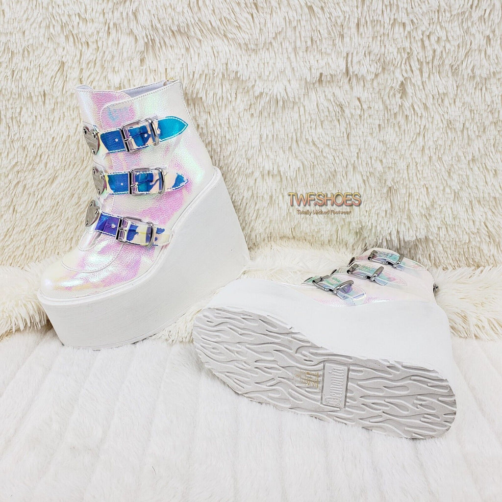 Swing 105 White Pearl Colorful Effects Ankle Boot 5.5" Platform NY DEMONIA - Totally Wicked Footwear