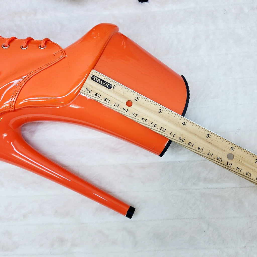 Flamingo 1020 Orange Patent 8" Heel Platform Ankle Boots US 6-12 NY - Totally Wicked Footwear