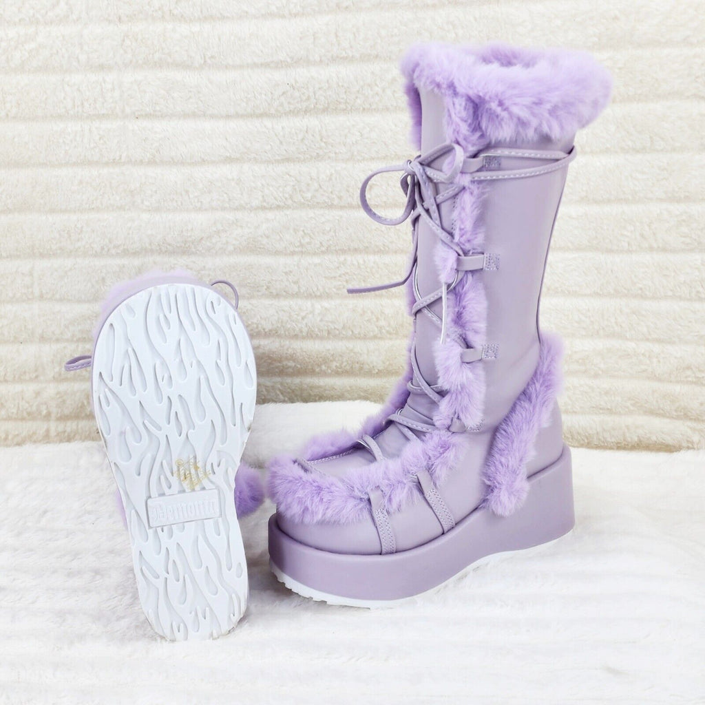 311 Cub Stomper Lilac Purple Mammoth Platform Goth Punk Calf Knee Boots NY - Totally Wicked Footwear