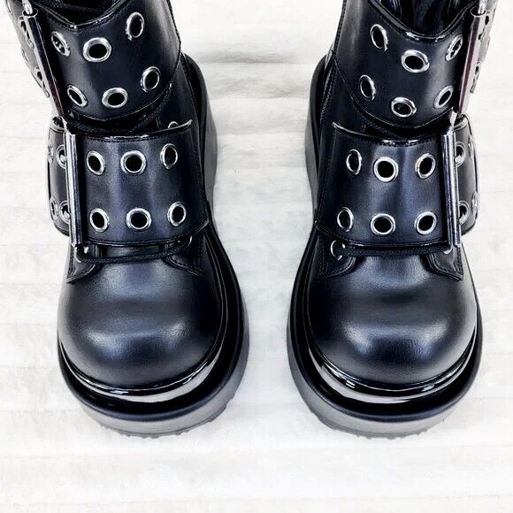 Bear 104 Black Matte 4.5" Goth Punk Rock Platform Ankle Boots Restocked NY - Totally Wicked Footwear