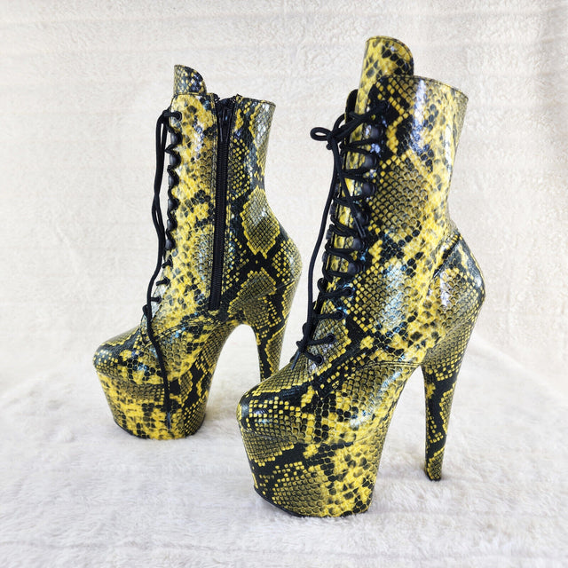 Adore 1020 Yellow Snake Print 7" High Heel Platform Ankle Boots NY - Totally Wicked Footwear