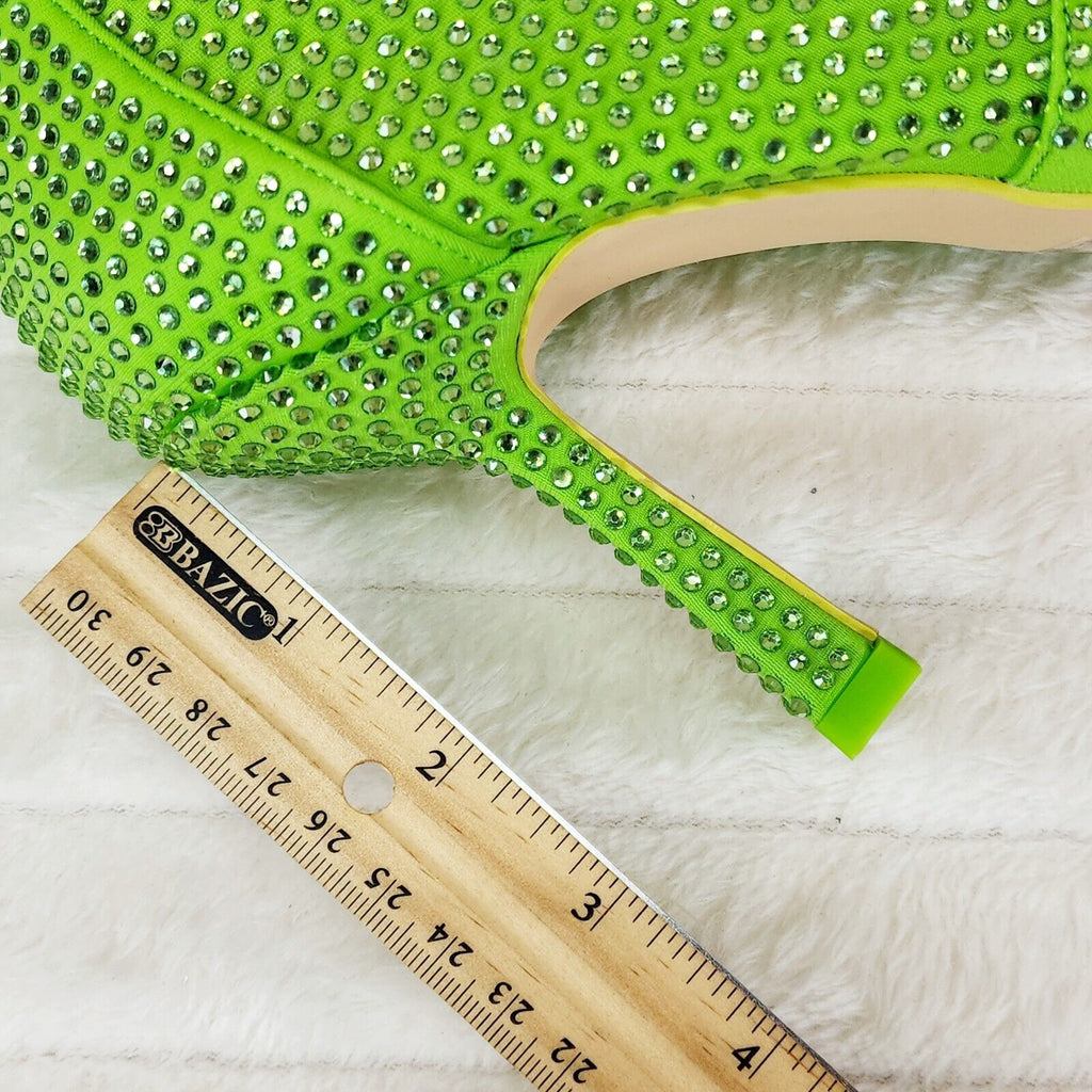 Stunning Fuchsia Bright Green Lime Stretch Rhinestone Ankle Boots 3.5" Heels New - Totally Wicked Footwear
