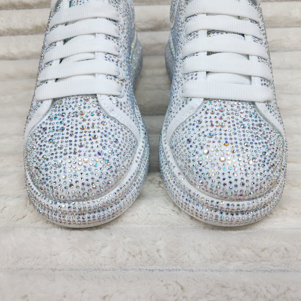 Dazzle Cush White Rhinestone Platform Sneakers Tennis Shoes - Totally Wicked Footwear
