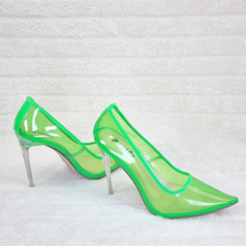 PVC Jelly Translucent High Heel Pointy Toe Stiletto Pumps Shoes Green Baker - Totally Wicked Footwear