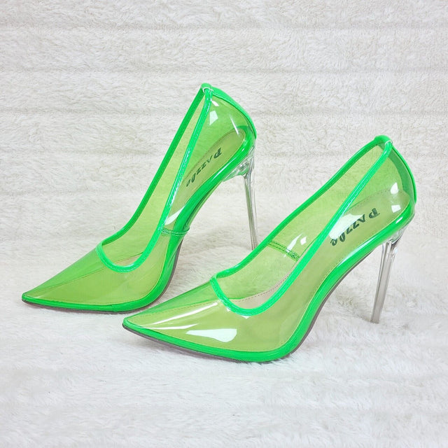 PVC Jelly Translucent High Heel Pointy Toe Stiletto Pumps Shoes Green Baker - Totally Wicked Footwear