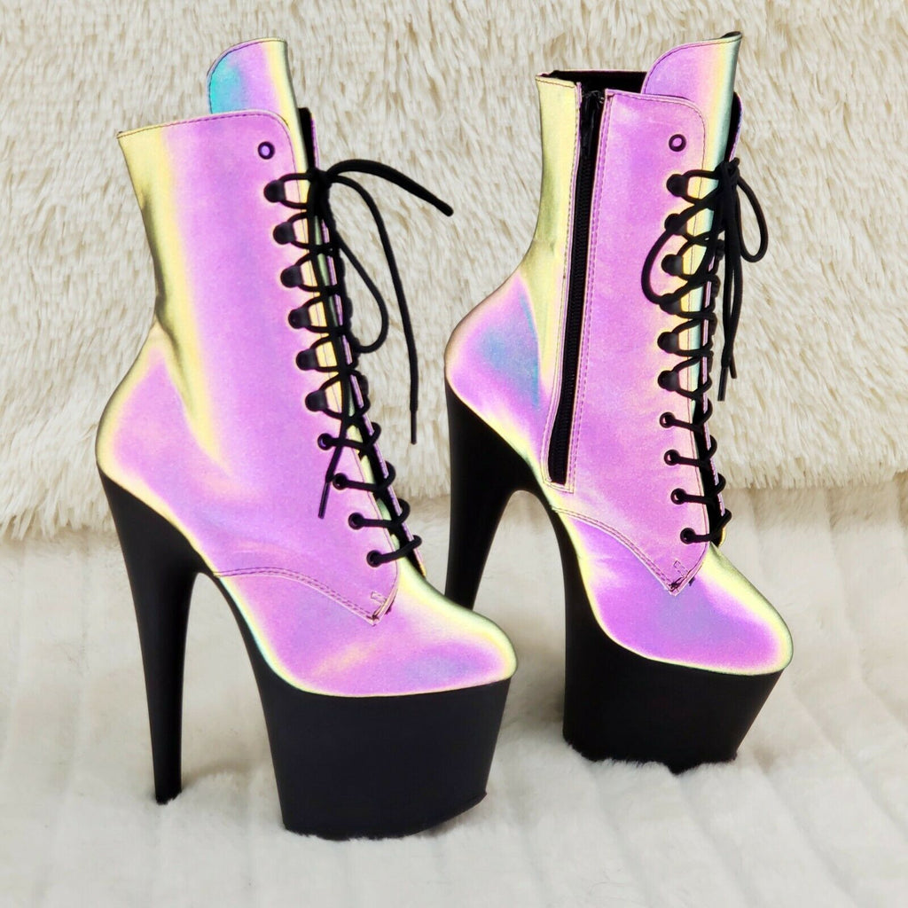 Adore 1020REFL Reflective Upper Platform 7" High Heel Ankle Boots NY 6 - 12 - Totally Wicked Footwear