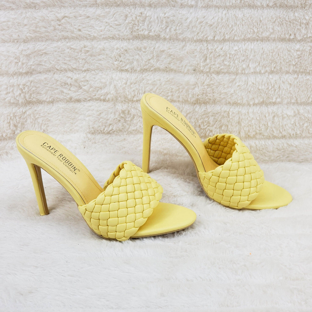 Anson Slip On Yellow Open Toe High Heel Clogs Mules Slides - Totally Wicked Footwear