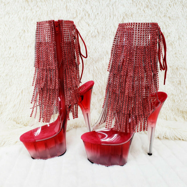 Adore 1017 Red Fringe 7" Frosted Platform High Heel Ankle Boot Size 11 NY - Totally Wicked Footwear