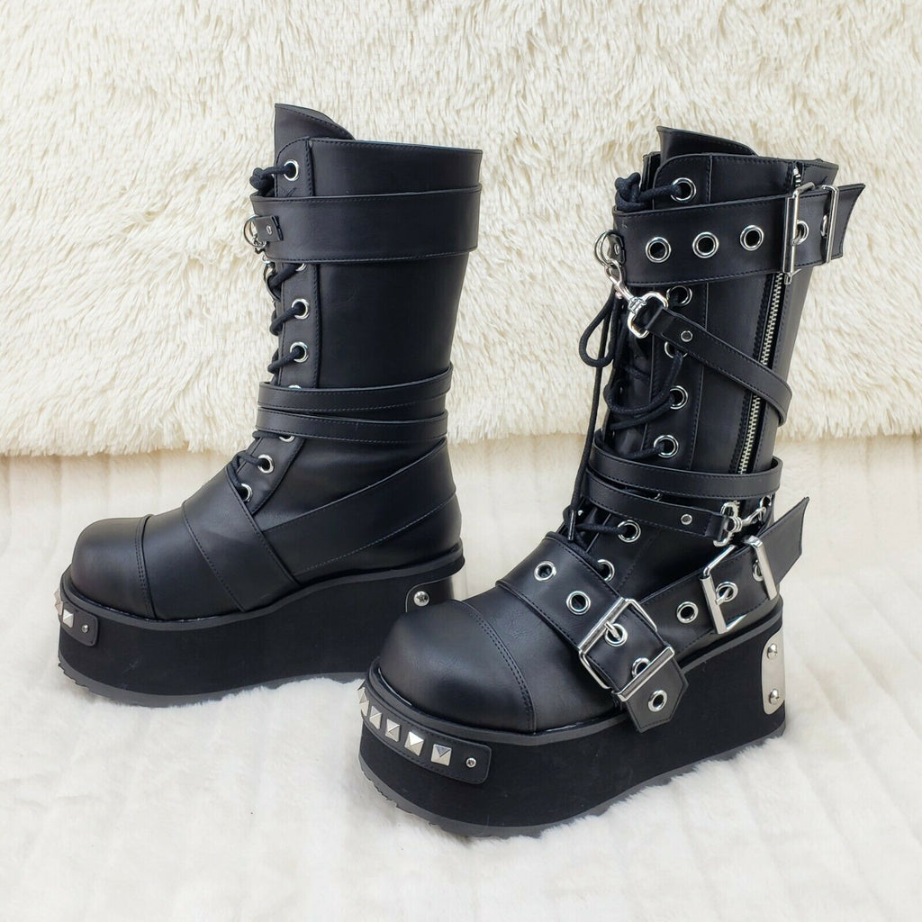 Trashville 250 Multi Strap Goth Punk Rock 3.25" Platform Boot Black Restocked NY - Totally Wicked Footwear