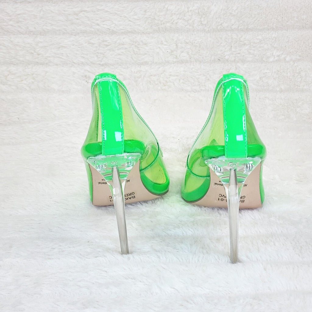 PVC Jelly Translucent High Heel Pointy Toe Stiletto Pumps Shoes Green Baker - Totally Wicked Footwear