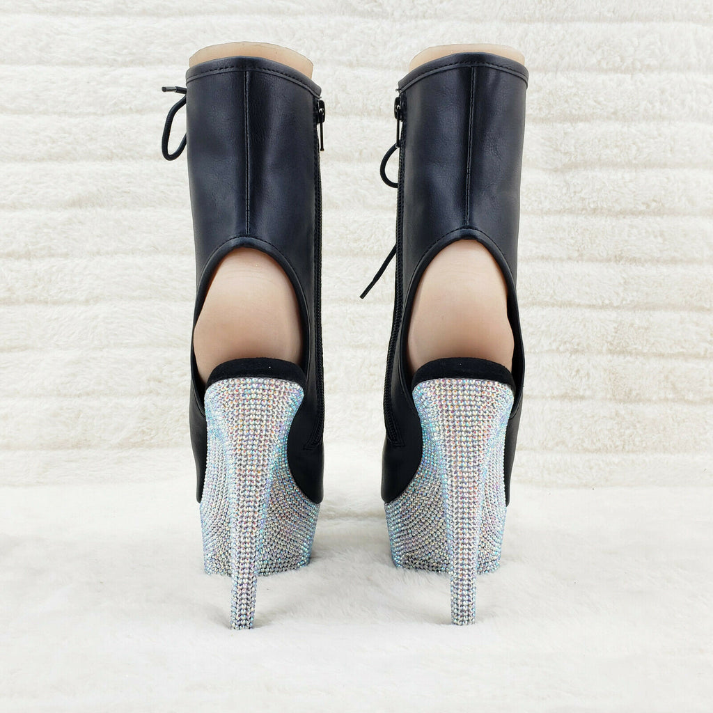 Bejeweled 1016 Rhinestone Platform Open Lace Up Ankle Boots High Heels IN HOUSE - Totally Wicked Footwear