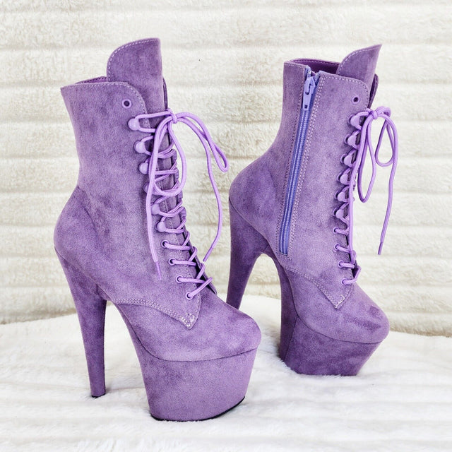 Adore 1020FS Lavender Lilac Purple Faux Suede  7" Heel Platform Ankle Boots NY - Totally Wicked Footwear