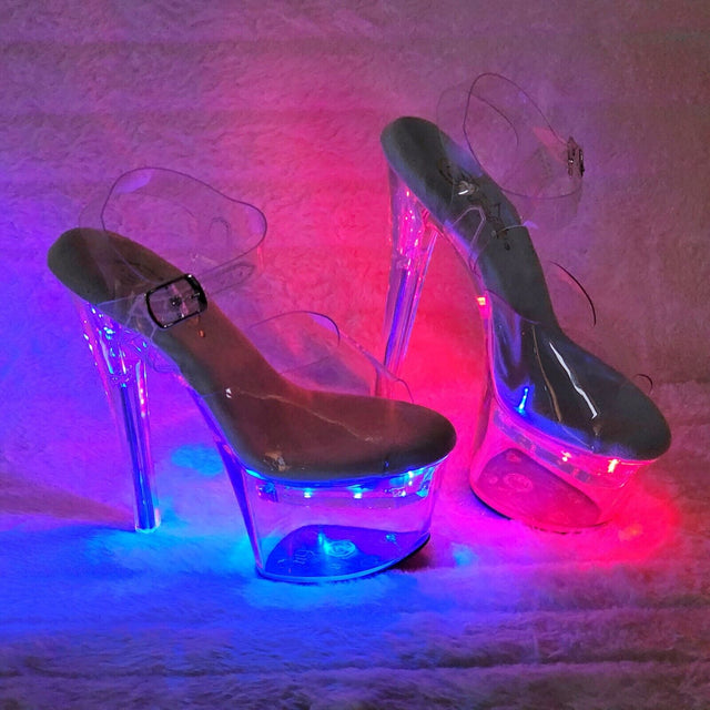 Flashdance LED Multi-Function Light Up Platform Sandals 7" High Heels NY - Totally Wicked Footwear