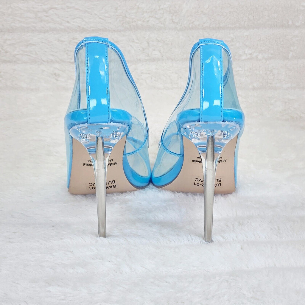 PVC Jelly Translucent High Heel Pointy Toe Stiletto Pumps Shoes Blue Baker - Totally Wicked Footwear