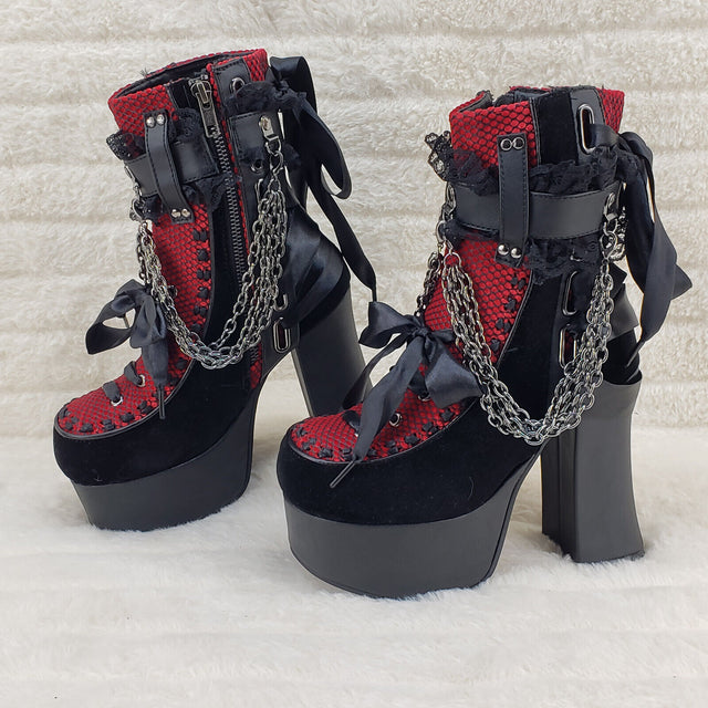 Charade 110 Goth Lolita Chain Chunky Platform Punk Ankle Boots IN HOUSE - Totally Wicked Footwear