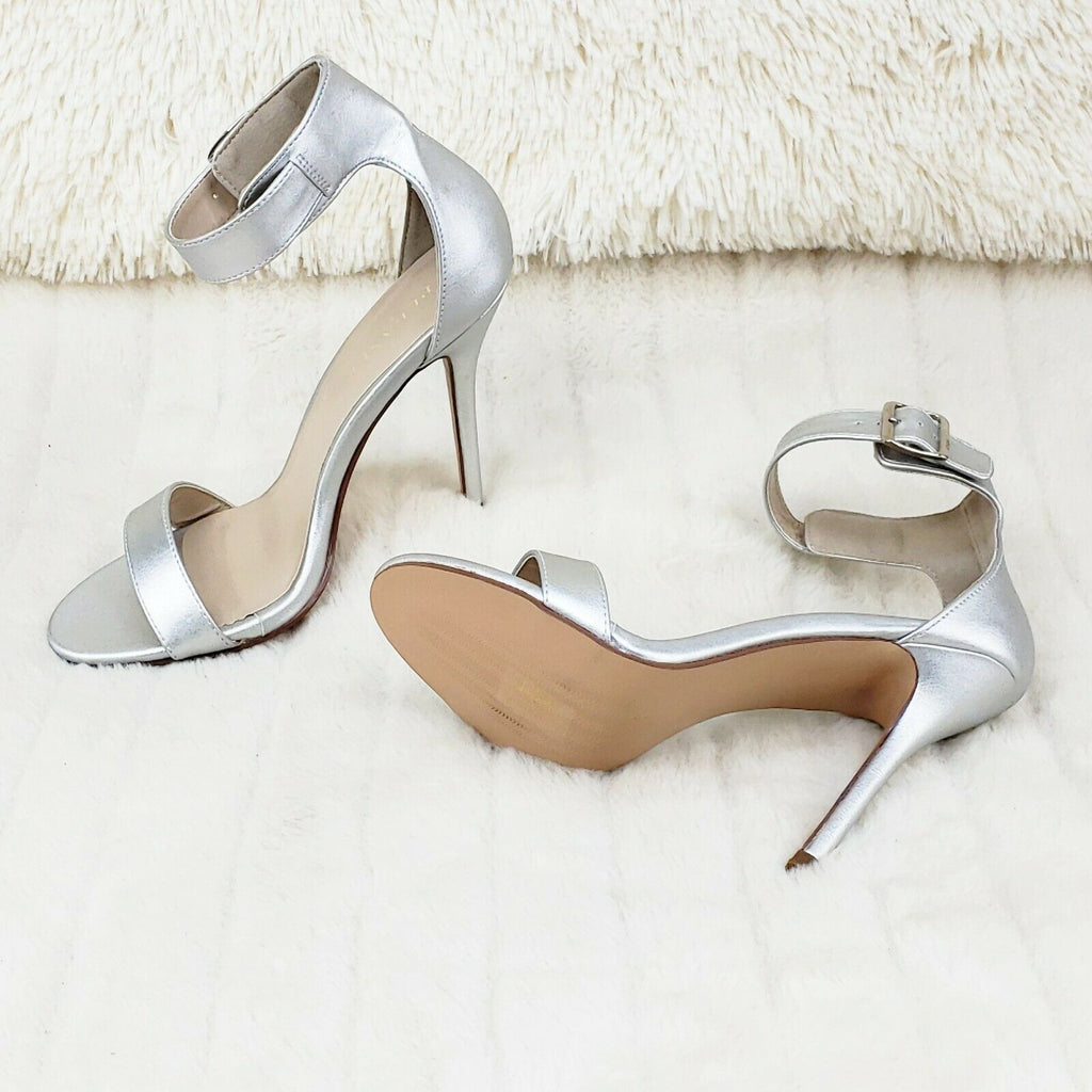 Amuse 10 Silver Matte Ankle Strap 5" High Heel Shoes Sizes 8 9 10 NY - Totally Wicked Footwear