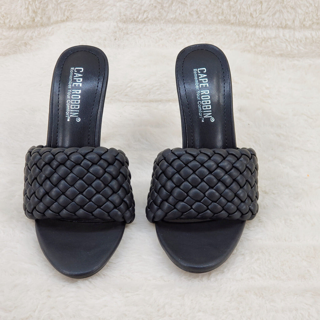 Anson Slip On Black Open Toe High Heel Clogs Mules Slides - Totally Wicked Footwear