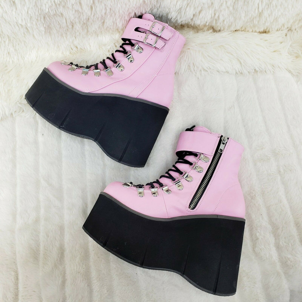 Kera 21 Pink Ankle Boot 4.5" Platform Cuff Straps Goth Punk Rock 6-11 NY - Totally Wicked Footwear
