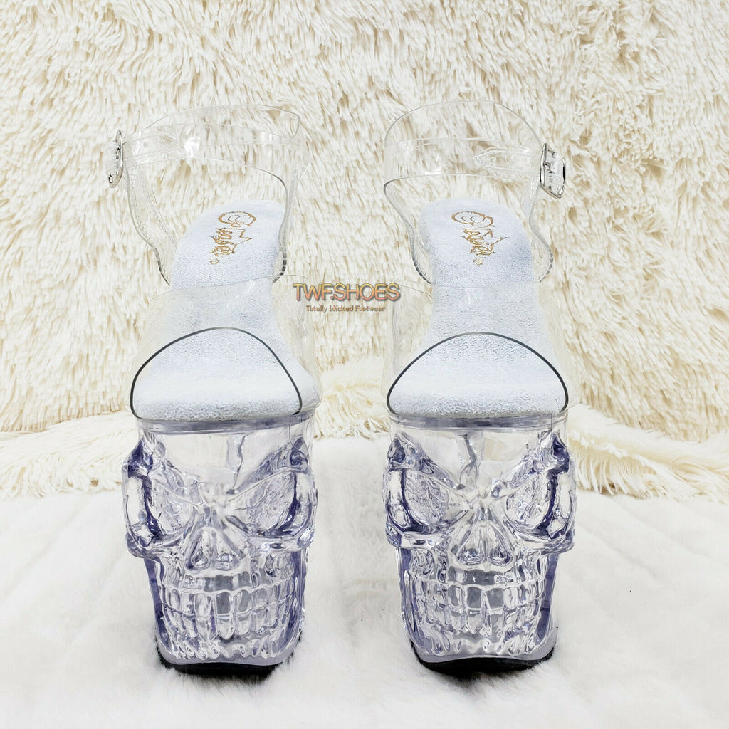 Rapture Clear See Thru Skull & Bones 8" High Heel Platform Shoes 5-10 NY - Totally Wicked Footwear