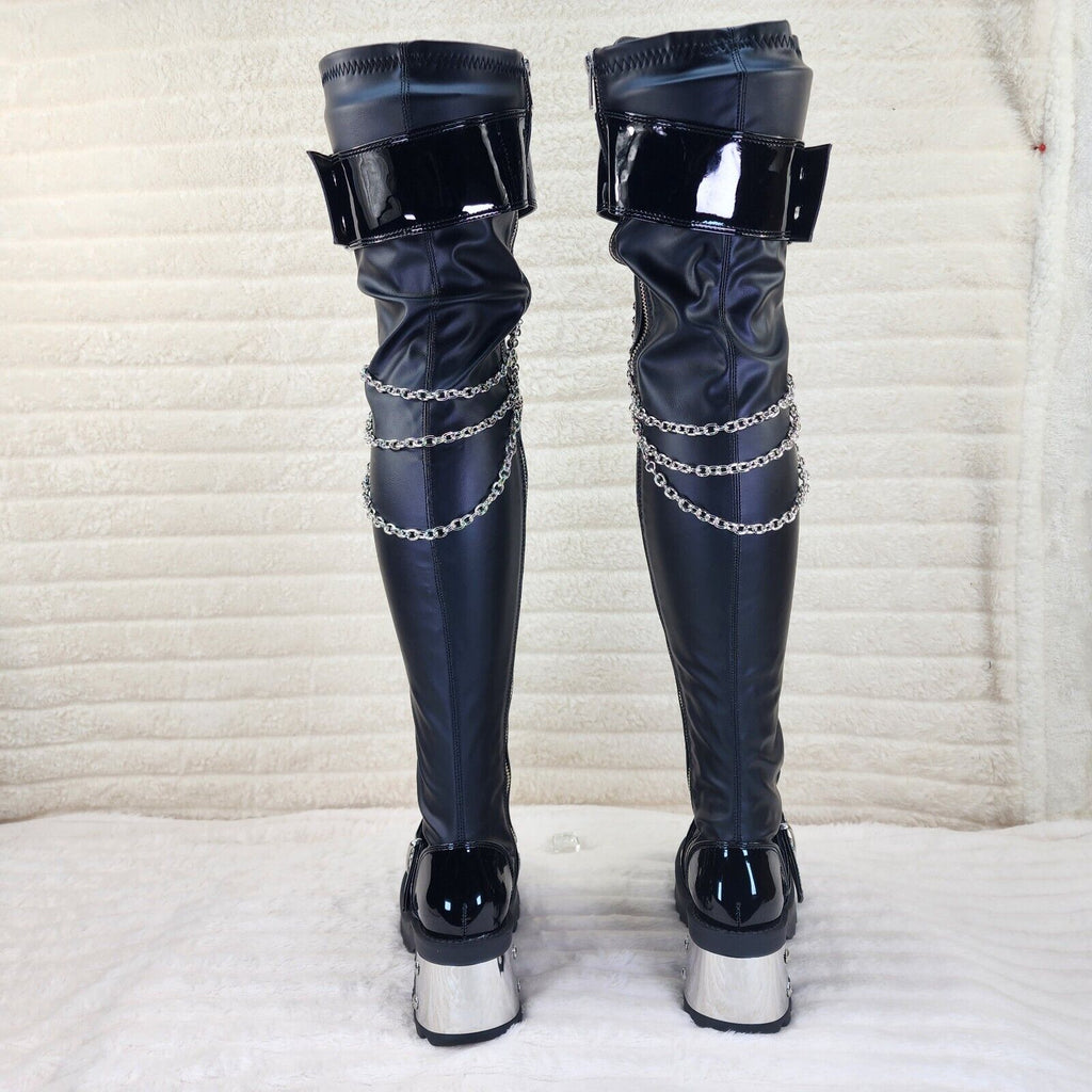 Bratty 304 Zipper Strap Buckle Biker Goth Punk Lace Up Thigh Boots In House NY - Totally Wicked Footwear