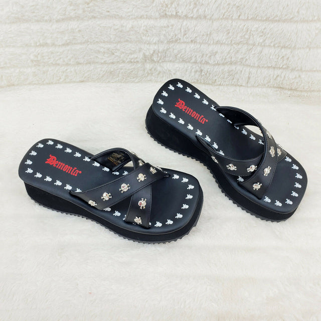 Flip Demonia Goth Slip On Sandals With Skull Studs In House Stock NY 8-12 - Totally Wicked Footwear