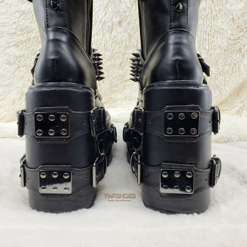 Swing 327 Black Knee Boot 5.5" Platform Studs & Spikes Goth Rave Boot Restock NY - Totally Wicked Footwear