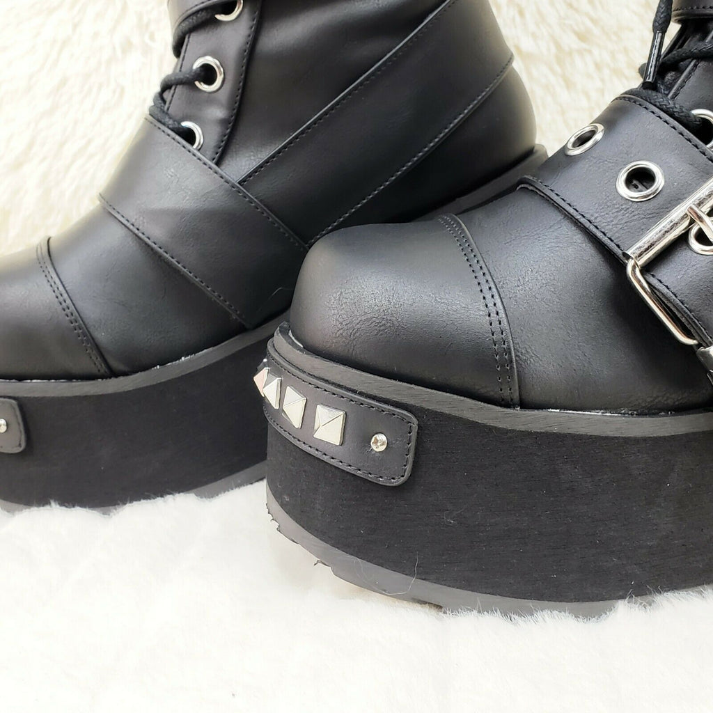 Trashville 250 Multi Strap Goth Punk Rock 3.25" Platform Boot Black Restocked NY - Totally Wicked Footwear