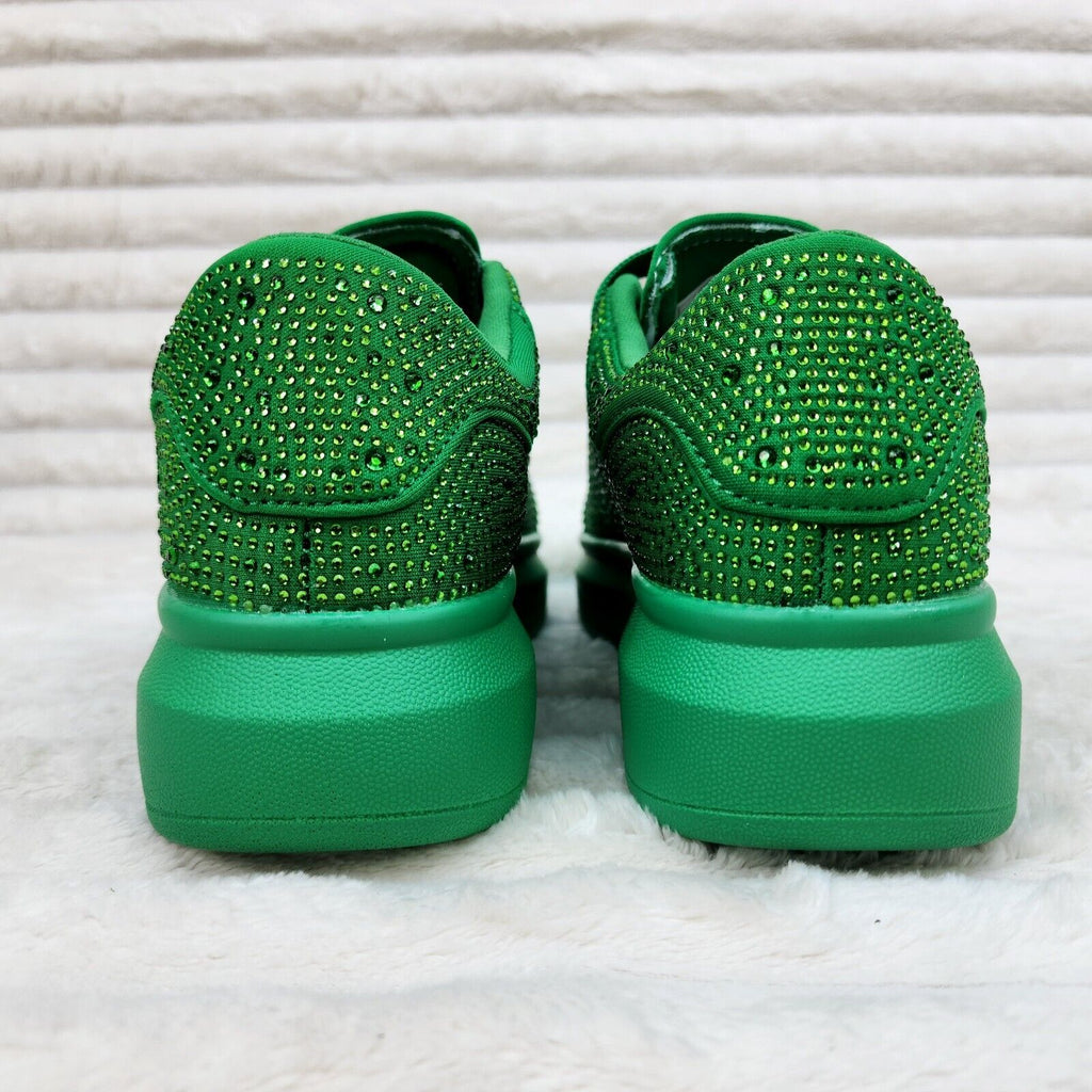 Cush Baby Green Rhinestone Sneakers Tennis Shoes - Totally Wicked Footwear