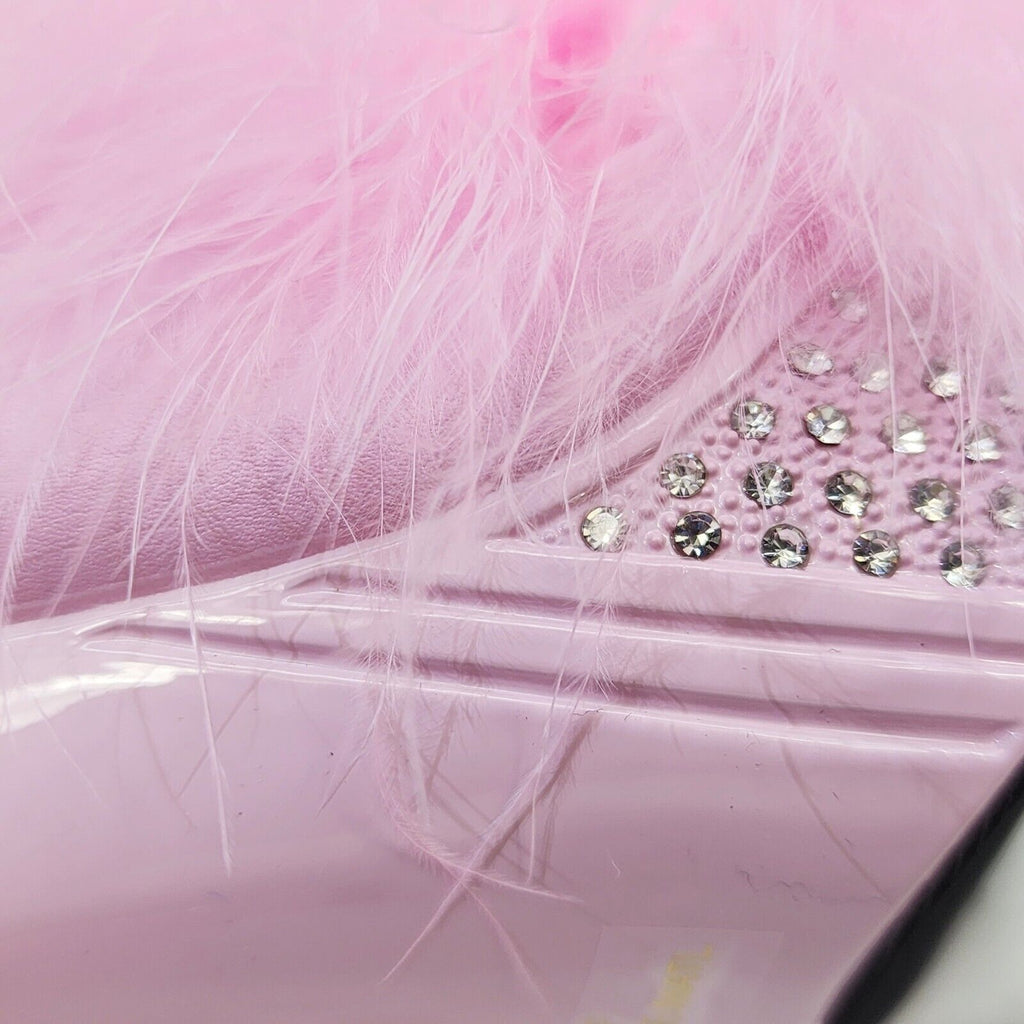 Elegance Marabou Feather Slip On Platform Sandals 5" Stiletto Heel Shoes Pink - Totally Wicked Footwear