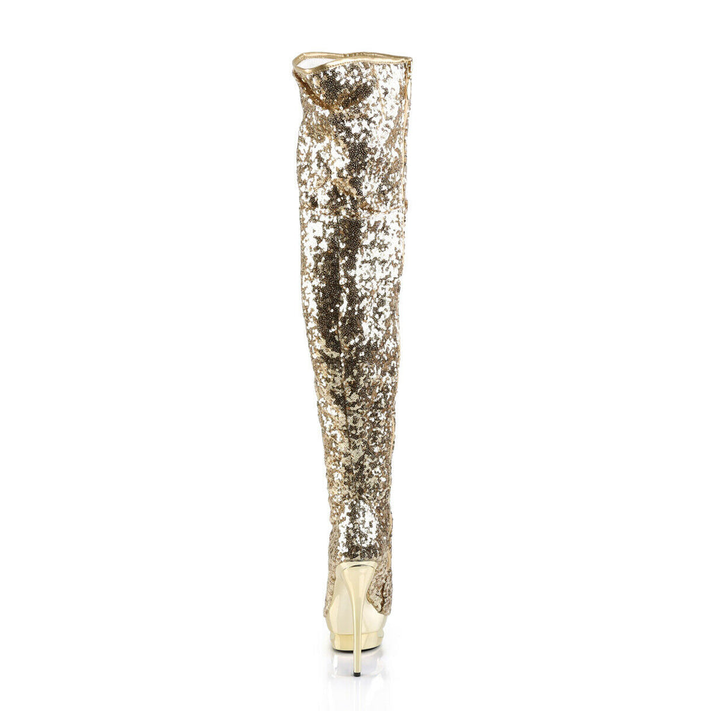 Blondie 3011 Gold Sequin Slouchy High Heel Platform Ankle Boots US Sizes NY - Totally Wicked Footwear