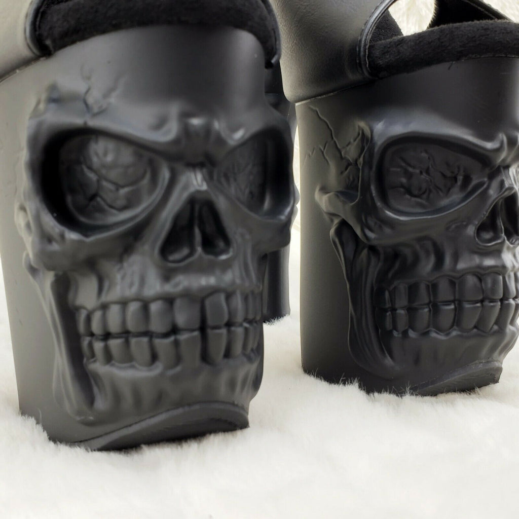Rapture Black Matte Skull & Bones 8" High Heel Platform Shoes 5-10 NY - Totally Wicked Footwear
