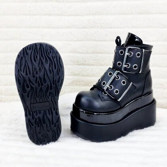Bear 104 Black Matte 4.5" Goth Punk Rock Platform Ankle Boots Restocked NY - Totally Wicked Footwear