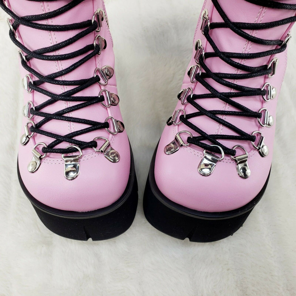 Kera 21 Pink Ankle Boot 4.5" Platform Cuff Straps Goth Punk Rock 6-11 NY - Totally Wicked Footwear