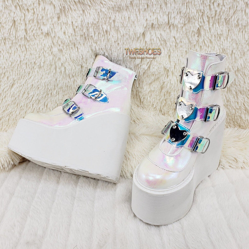 Swing 105 White Pearl Colorful Effects Ankle Boot 5.5" Platform NY DEMONIA - Totally Wicked Footwear