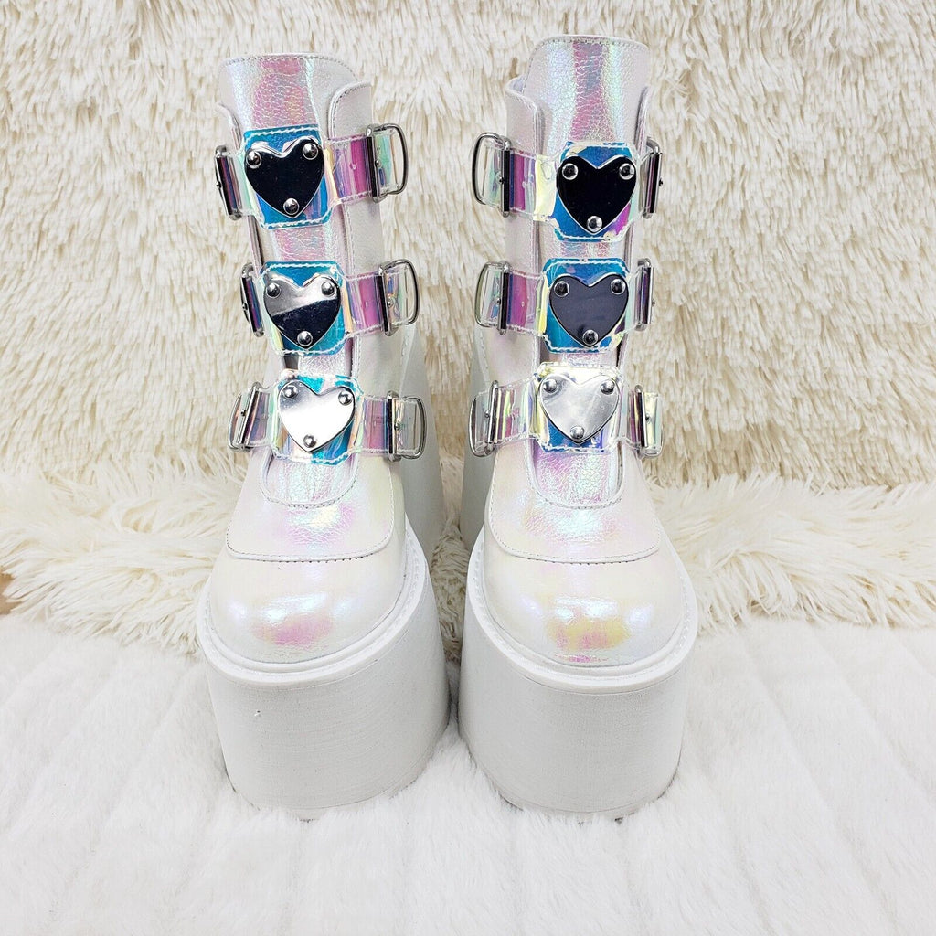 Swing 105 White Pearl Colorful Effects Ankle Boot 5.5" Platform NY DEMONIA - Totally Wicked Footwear