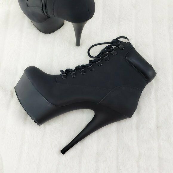 Delight 600tl Black Nubuck Work Style 6" High Heel Ankle Boots US Size 7 - 14 NY - Totally Wicked Footwear