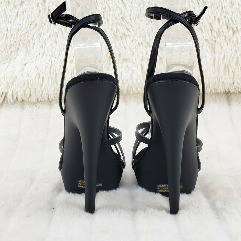 Sultry 638 Black Matte 6" High Heels Strappy Platform Sandal Shoes NY - Totally Wicked Footwear