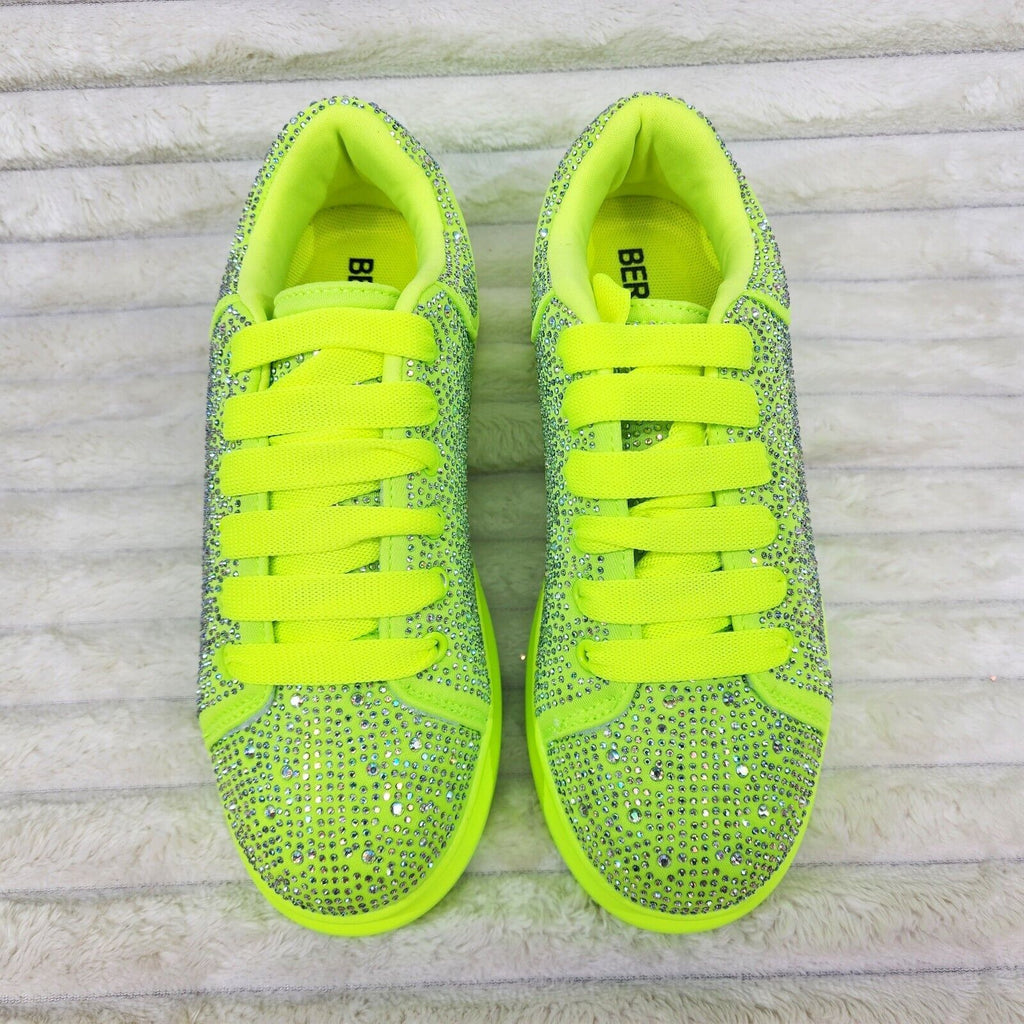 Cush Baby Bright Yellow Rhinestone Sneakers Tennis Shoes - Totally Wicked Footwear
