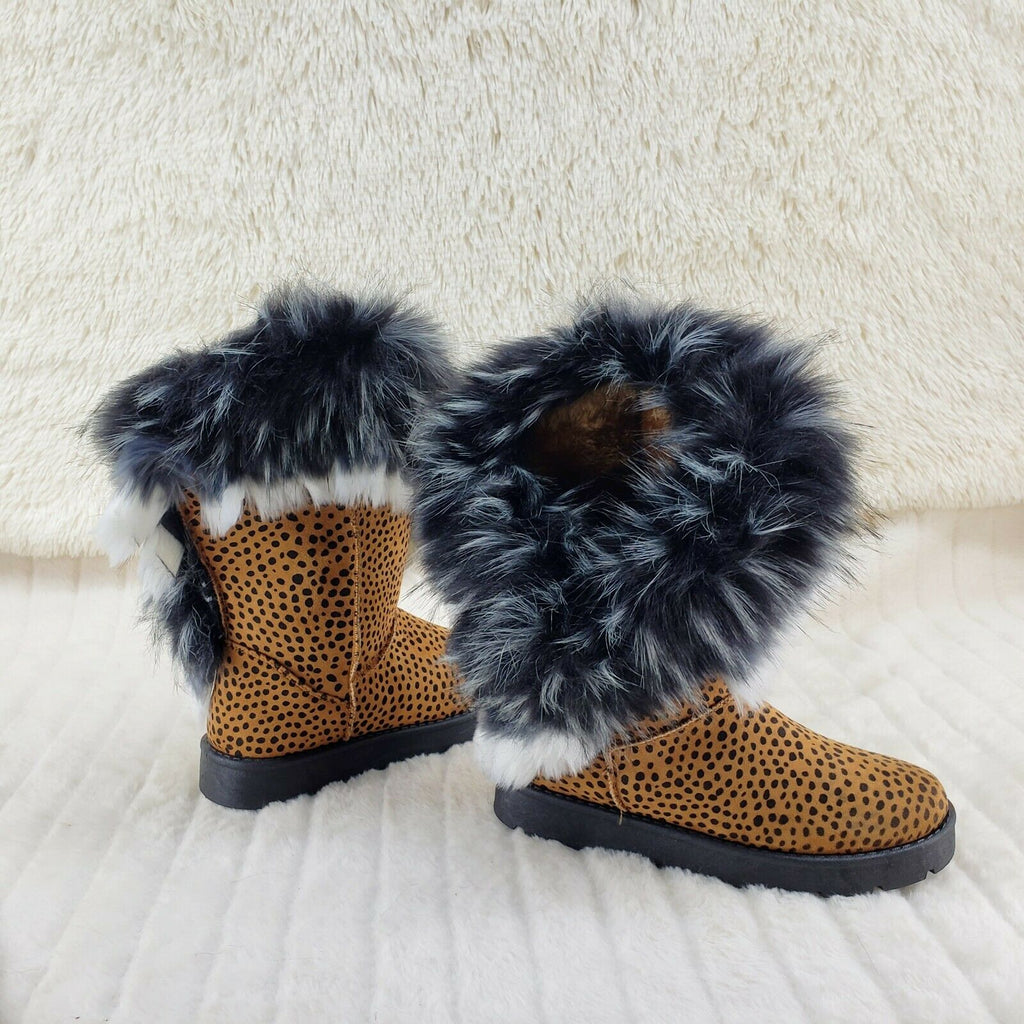 Chi Chi Cheetah Print Faux Fur Thick Lined Winter Boots - Totally Wicked Footwear