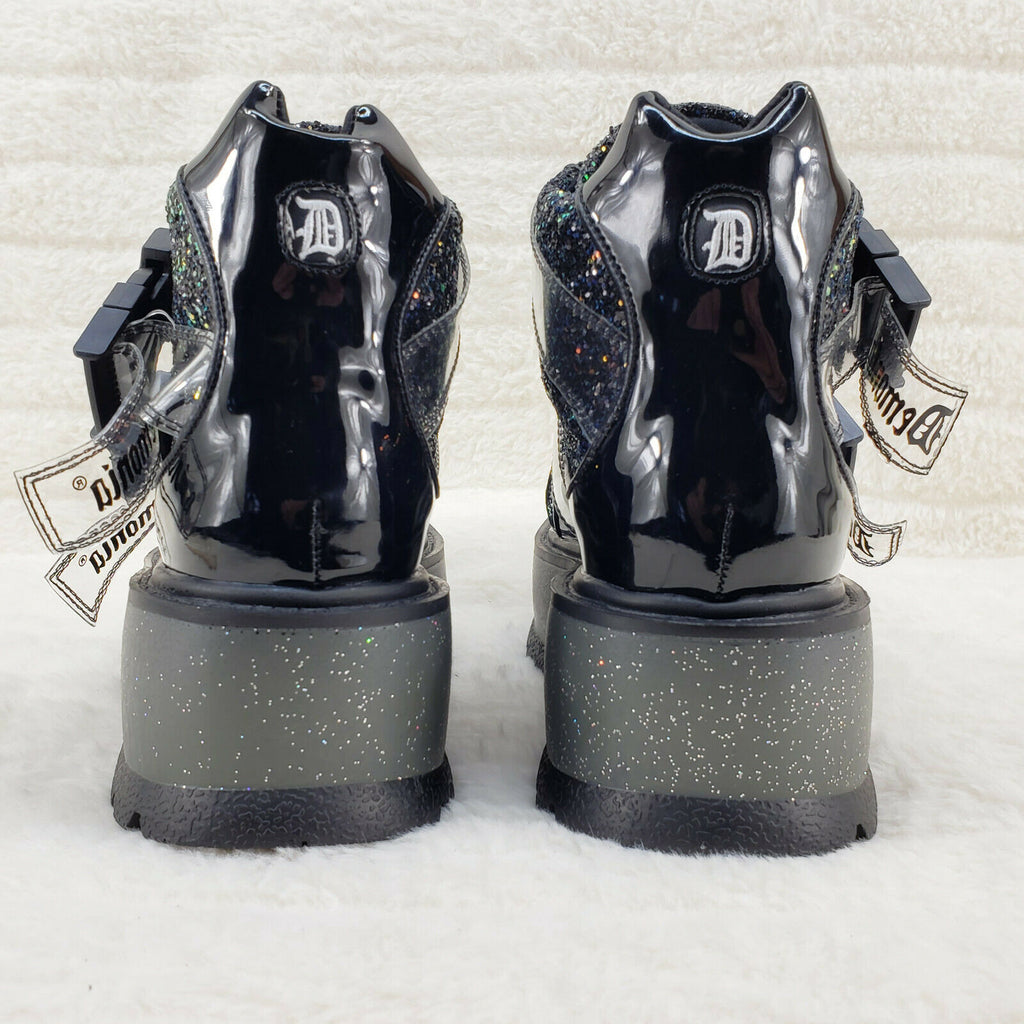 Slacker 50 Black Multi Glitter Platform Sneaker Ankle Boots - Totally Wicked Footwear