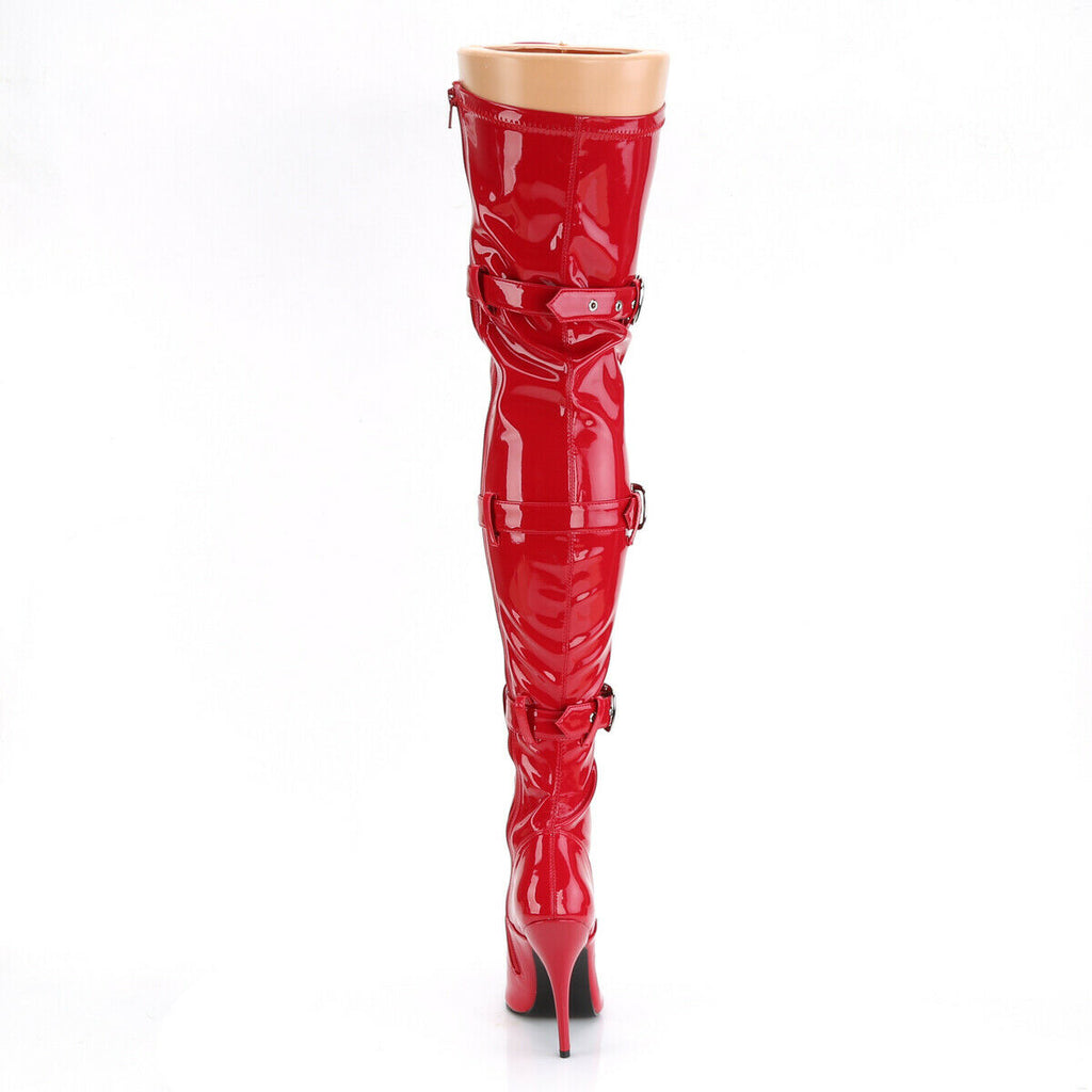 Seduce 3028 Buckle Lace Up Thigh High Boots 5" Stiletto Heels NY - Totally Wicked Footwear
