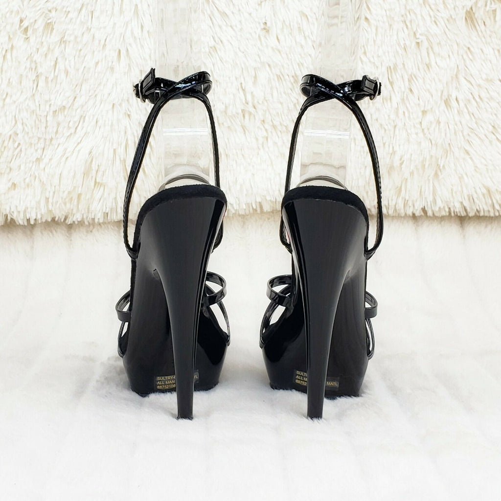 Sultry 638 Black Patent 6" High Heels Strappy Platform Sandal Shoes NY - Totally Wicked Footwear