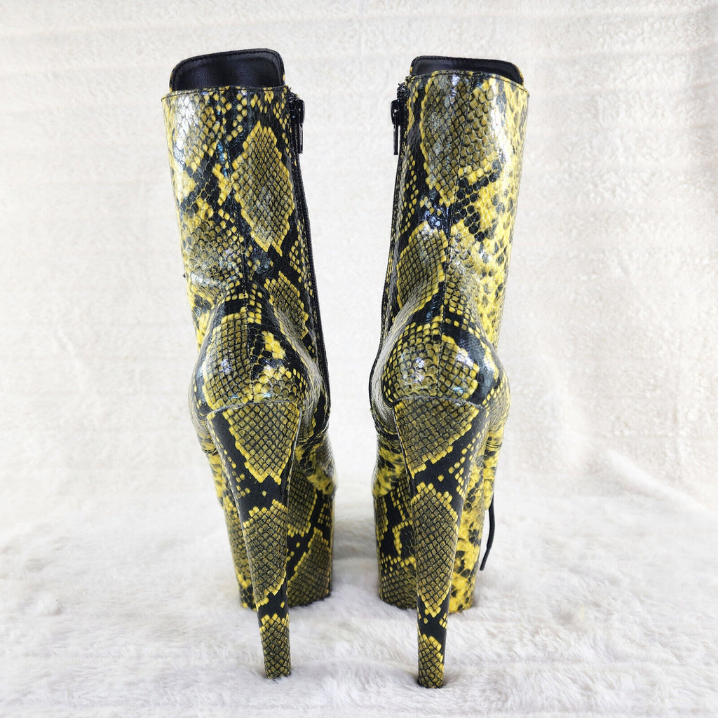 Adore 1020 Yellow Snake Print 7" High Heel Platform Ankle Boots NY - Totally Wicked Footwear