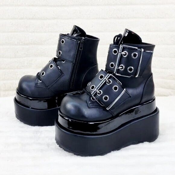 Bear 104 Black Matte 4.5" Goth Punk Rock Platform Ankle Boots Restocked NY - Totally Wicked Footwear