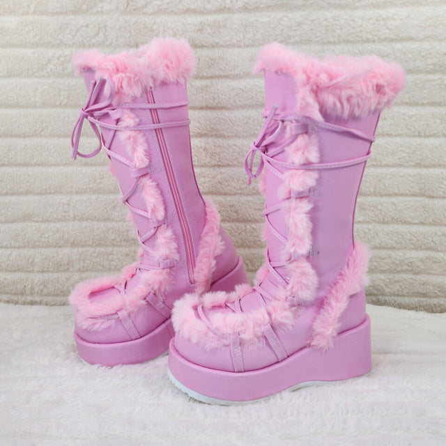 311 Cub Stomper Baby Pink Mammoth Platform Goth Punk Knee Boots NY Restock - Totally Wicked Footwear