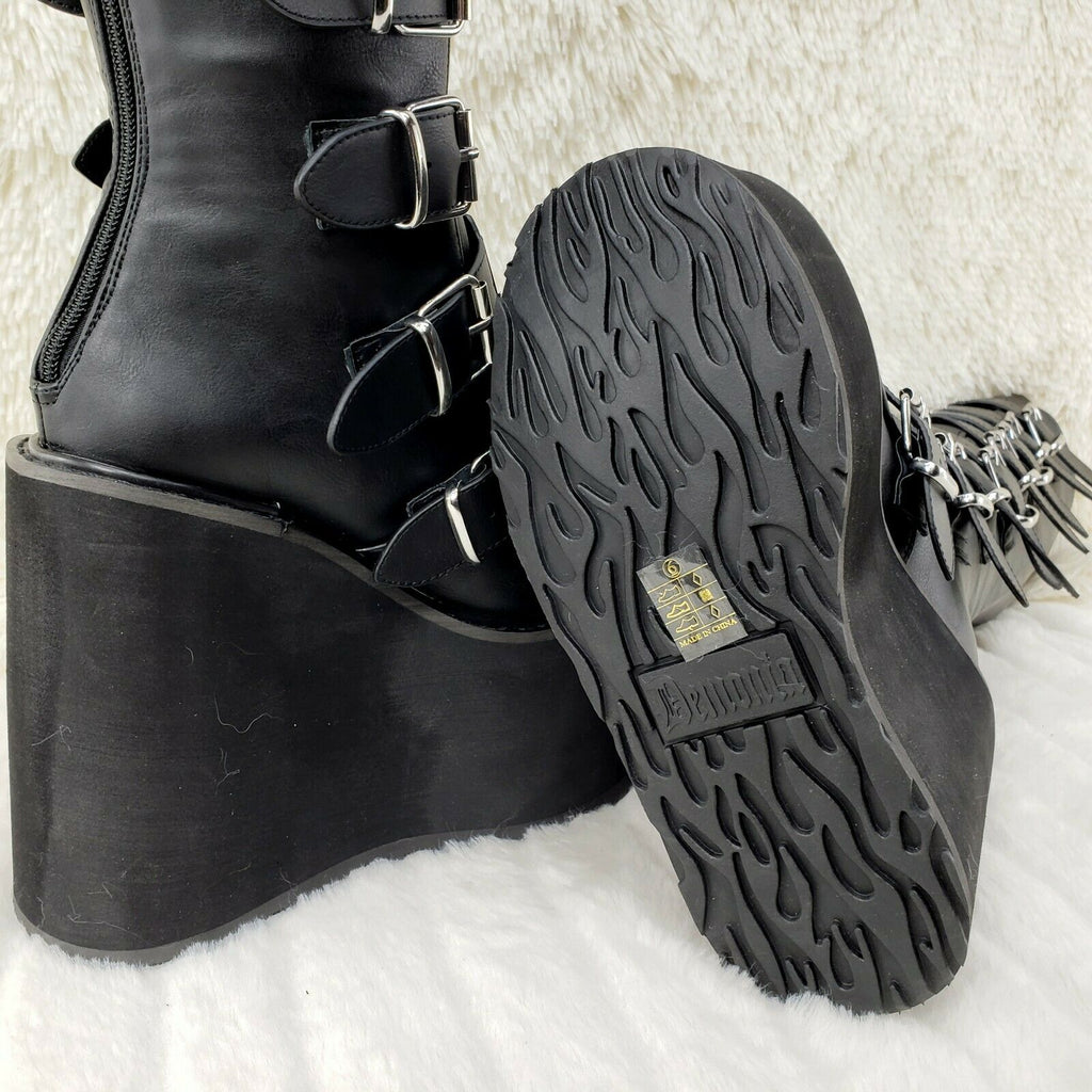 Swing 815WC Black Matte Goth Wide Calf Knee Boots 5.5" Platform NY - Totally Wicked Footwear