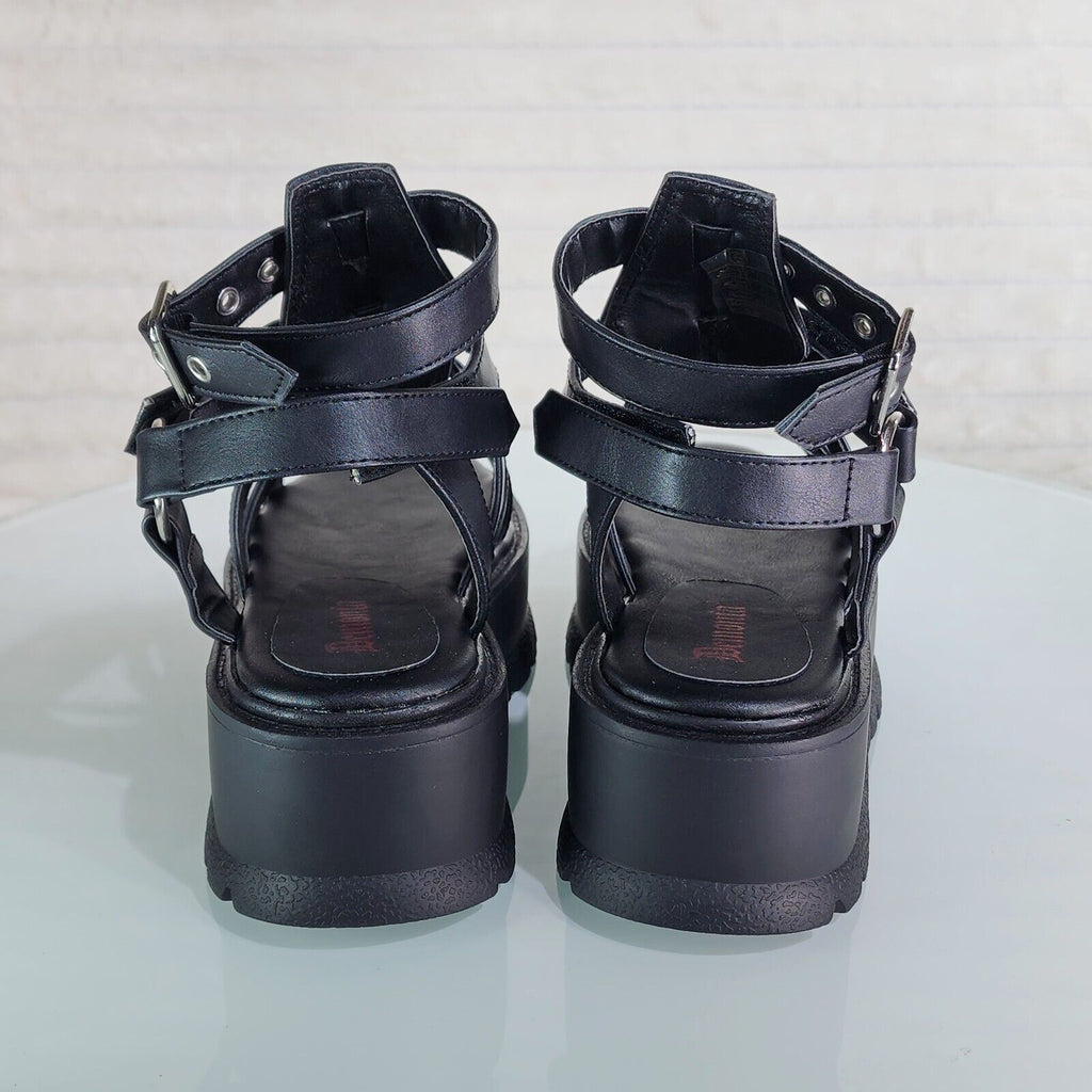 Slacker 2" Platform Gothic Sandals with Skull & Cross-Bone Studs NY - Totally Wicked Footwear