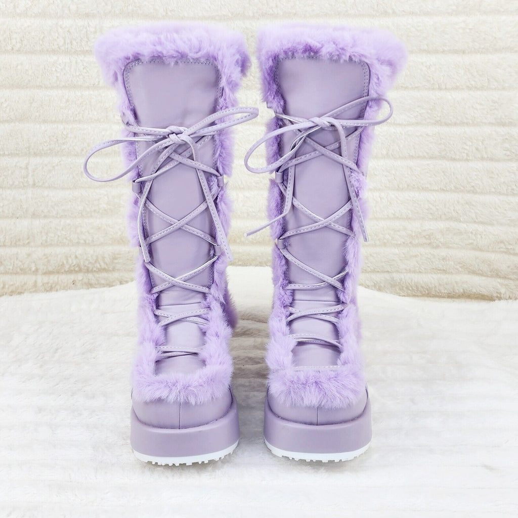 311 Cub Stomper Lilac Purple Mammoth Platform Goth Punk Calf Knee Boots NY - Totally Wicked Footwear